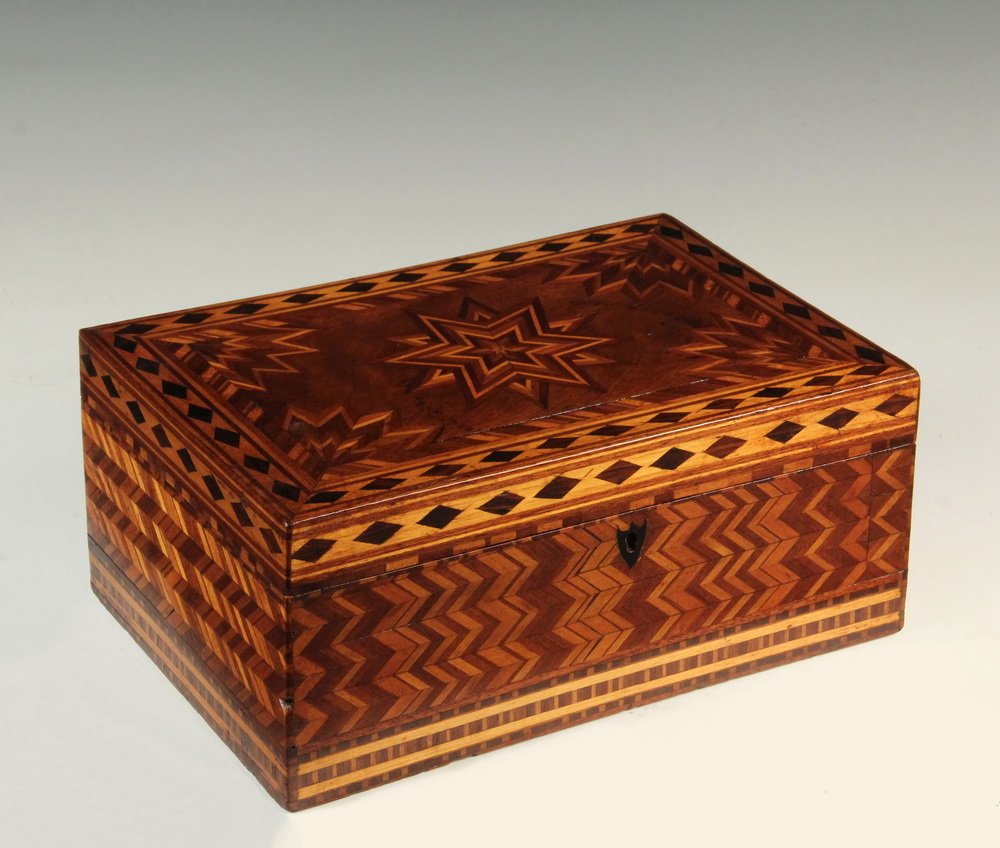 INLAID JEWELRY BOX - 19th c. New England Stick Inlaid (1 of 4)