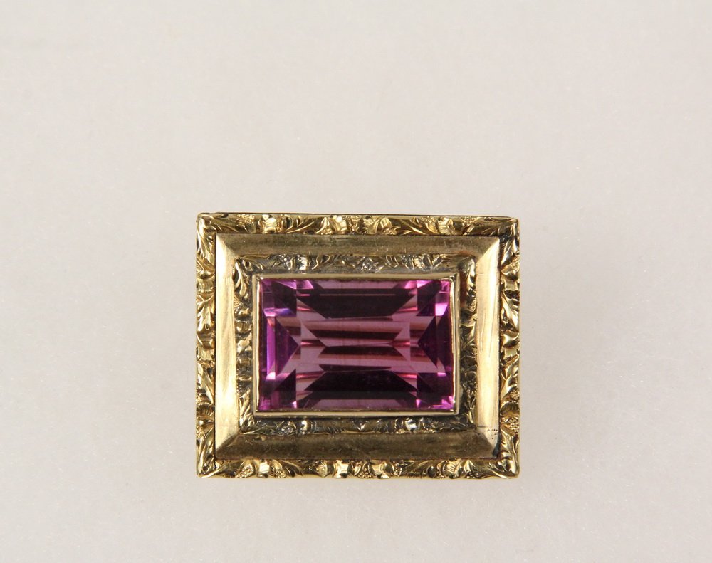 BROOCH - Antique Victorian 14K Rectangular Brooch with (1 of 2)