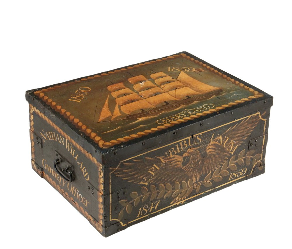 PAINTED SEA CHEST - 20th c Marine Paint Decorated (1 of 6)