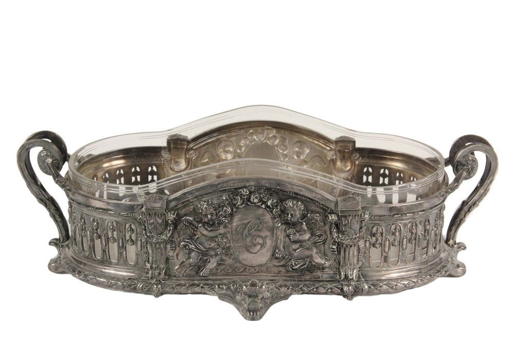 SILVERPLATE AND GLASS CENTERPIECE - German Fancy (1 of 2)