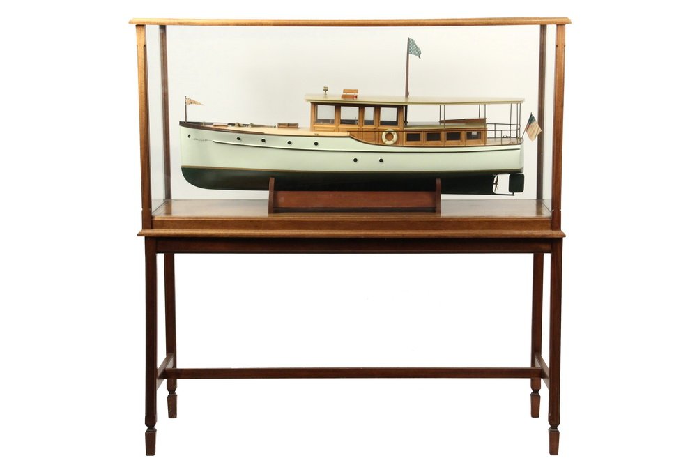 LARGE SHIP MODEL ON FLOOR STAND - Thornycroft Classic: LARGE SHIP MODEL ON FLOOR STAND - Thornycroft Classic Gentleman's Motor Yacht "Nicole", circa 1935, 59 1/2" x 56 1/2" x 19 1/2" overall, fine condition.