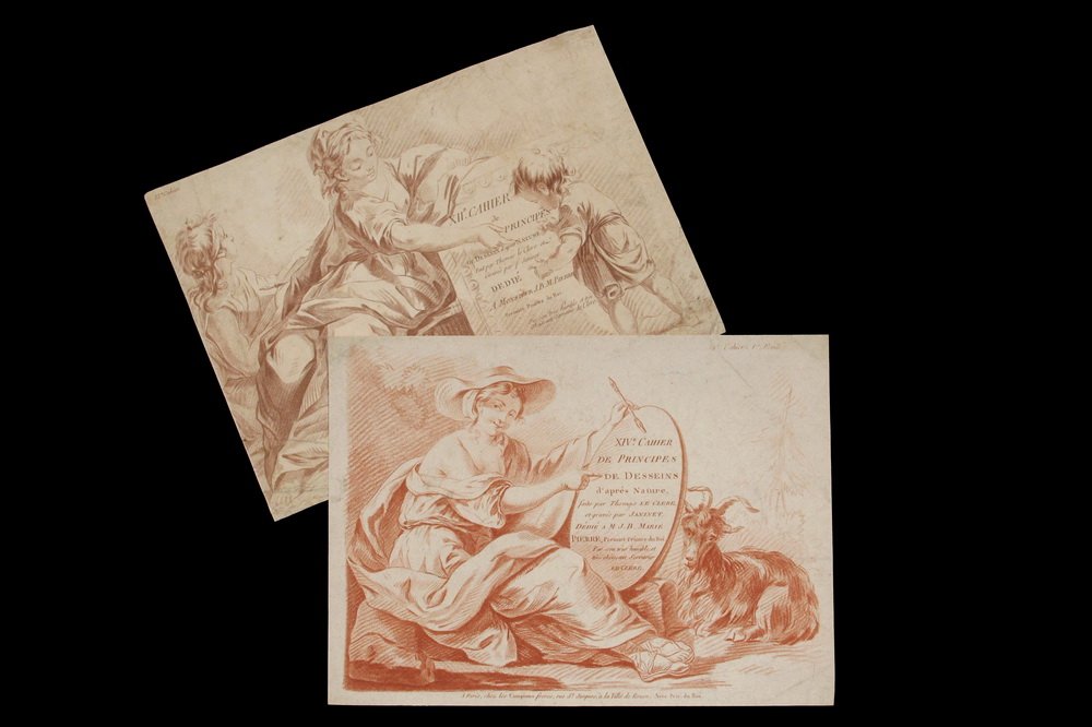 JEAN FRANCOIS JANINET (France, 1752-1814) - A: JEAN FRANCOIS JANINET (France, 1752-1814) - A collection of (12) lithographs after the red chalk drawings of Pierre Thomas le Clerc (France, 1740-1791), contained in "XIV.e Cahier de Principes de Dess