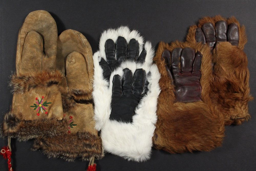 (3 PAIR) EARLY FUR GLOVES Pair of Deer Hide and
