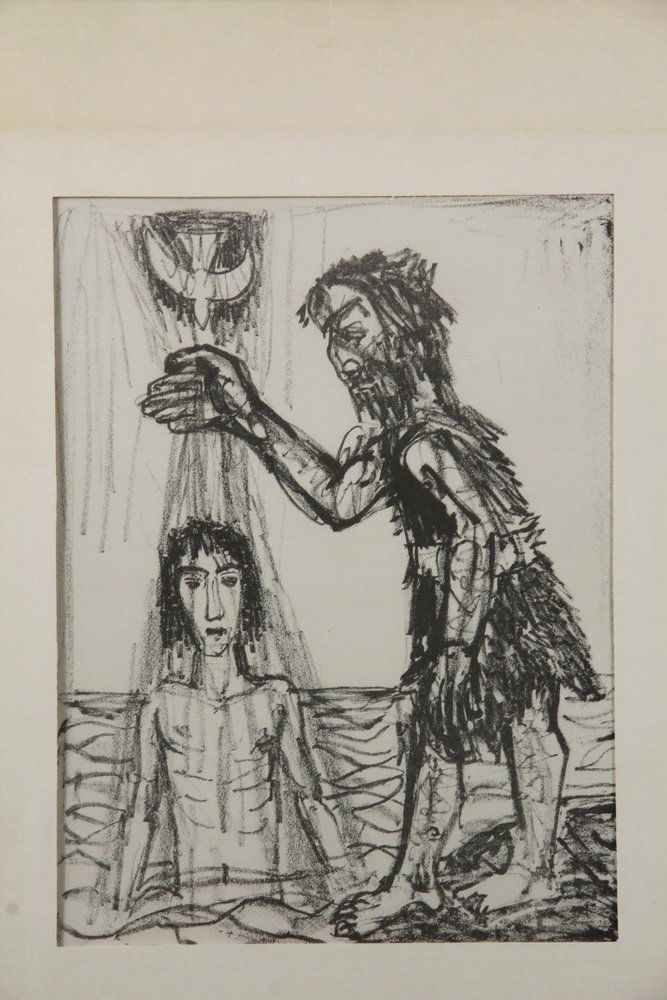 OTTO DIX (Germany, 1891-1969) - "Matthaus Evangelium",: OTTO DIX (Germany, 1891-1969) - "Matthaus Evangelium", lithograph, plate 5 from the book of the same name, which contained 33 original lithographs by the German Expressionist, with text on the reverse