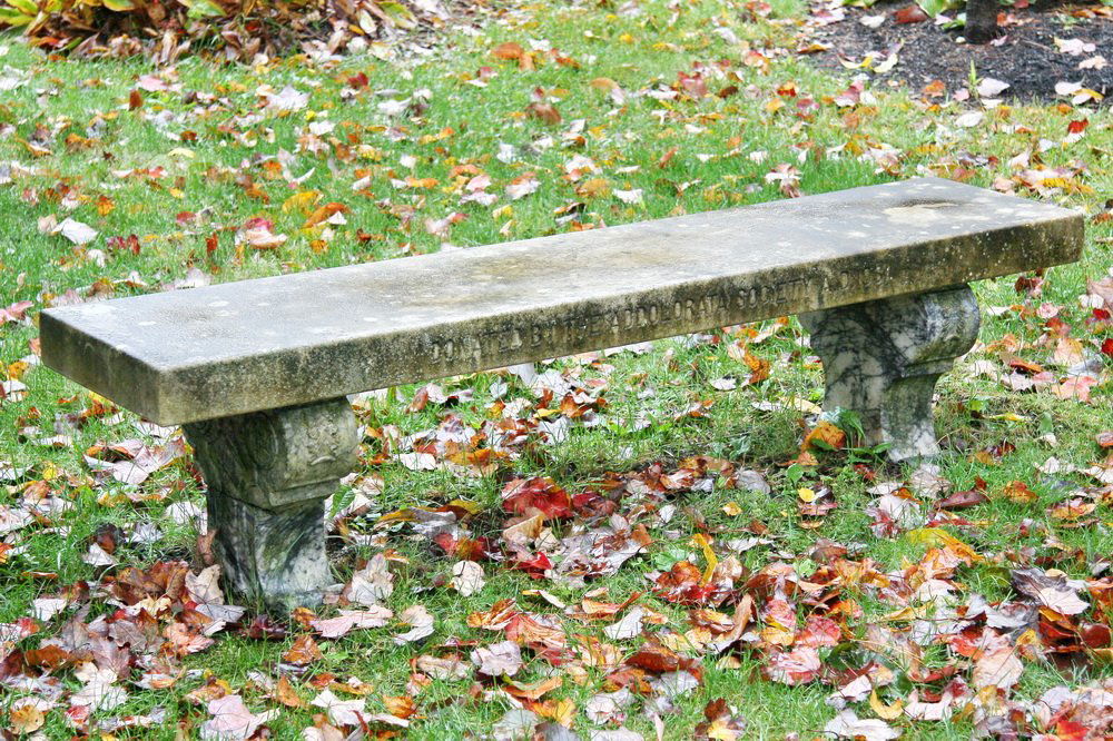 THREE-PART MARBLE GARDEN BENCH - Medallion Carved (1 of 1)