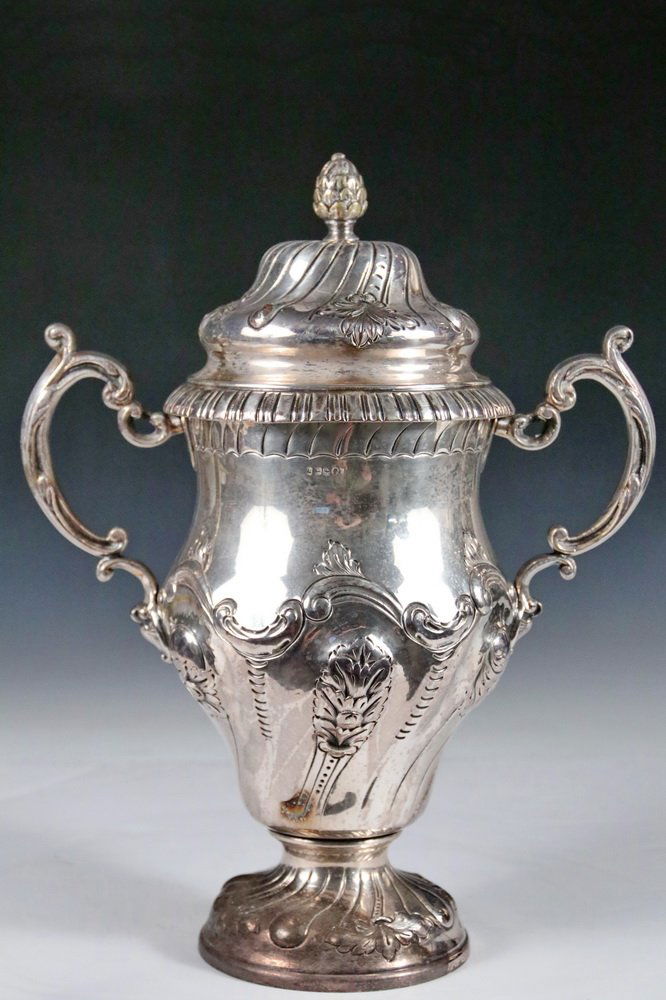 LOVING CUP - Large Covered German Silver Two-handled (1 of 2)