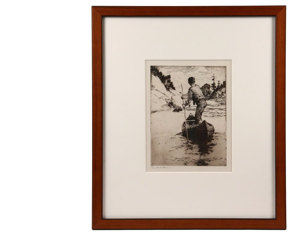 FRANK WESTON BENSON (MA, 1862-1951) - "The Canoeman", (1 of 4)