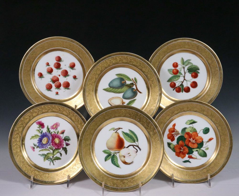 (SET OF 6) OLD PARIS PLATES - Hand Painted Plates (1 of 9)