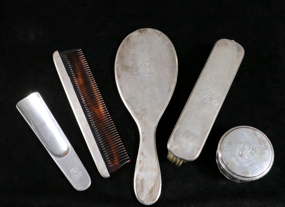 VANITY ITEMS - Collection of (5) French Sterling Silver (1 of 2)
