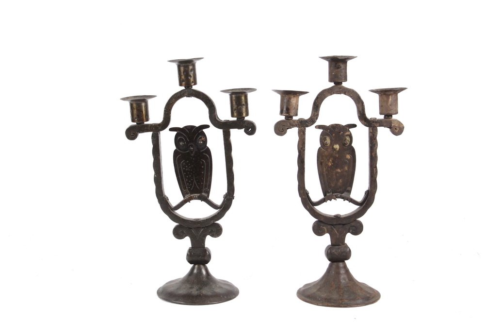 PAIR OF ARTS & CRAFTS CANDELABRUM - American Wrought (1 of 3)