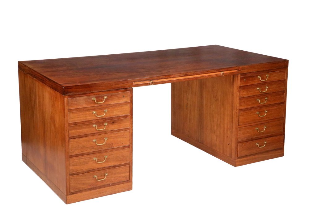 THREE-PART LARGE EXECUTIVE FLAT TOP DESK - Mid Century (1 of 10)