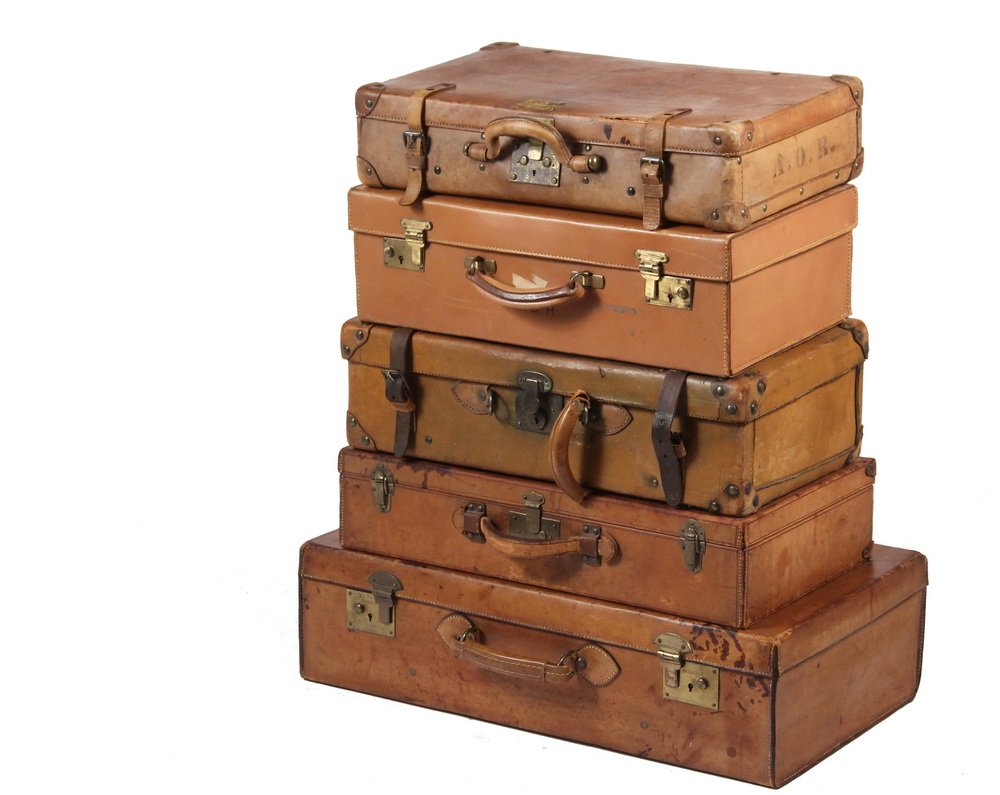 (5 PCS) LEATHER LUGGAGE - 1920s-30s Men's Brown Leather (1 of 3)