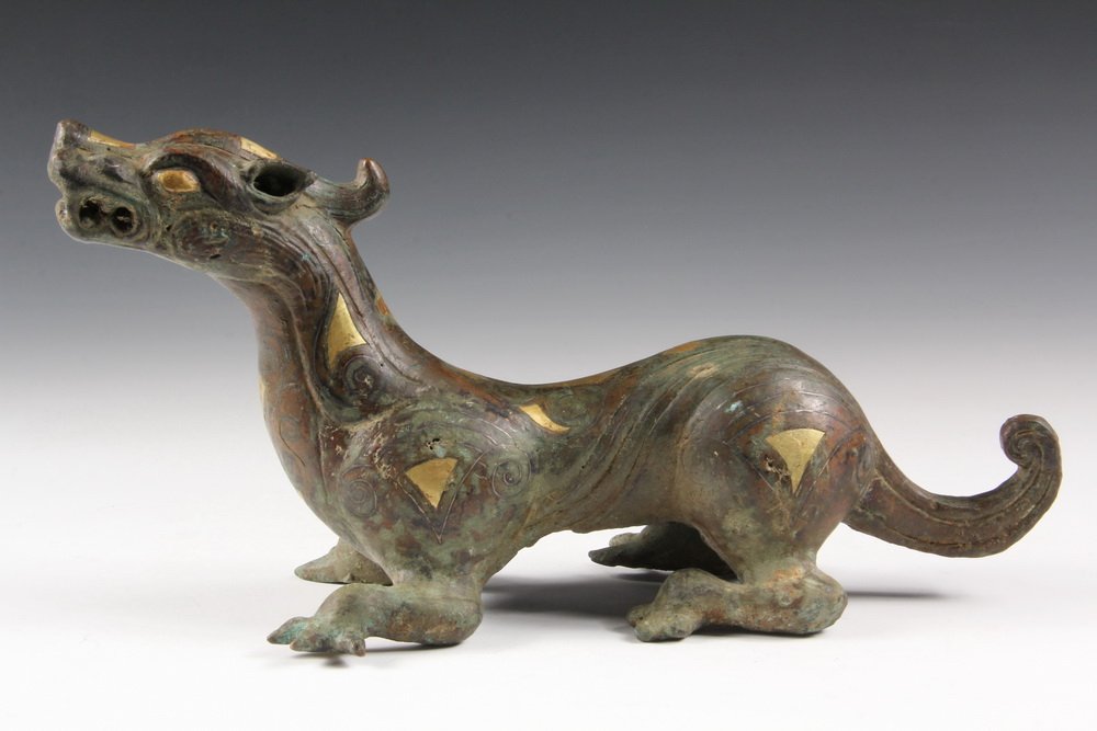 CHINESE BRONZE - Large Bronze Sculpture of a Dragon (1 of 6)