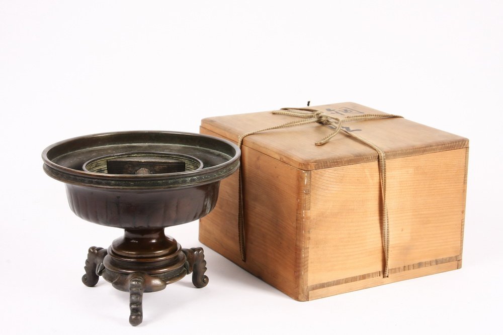 JAPANESE BRONZE FLOWER ARRANGER - Three Part Usubata, (1 of 5)