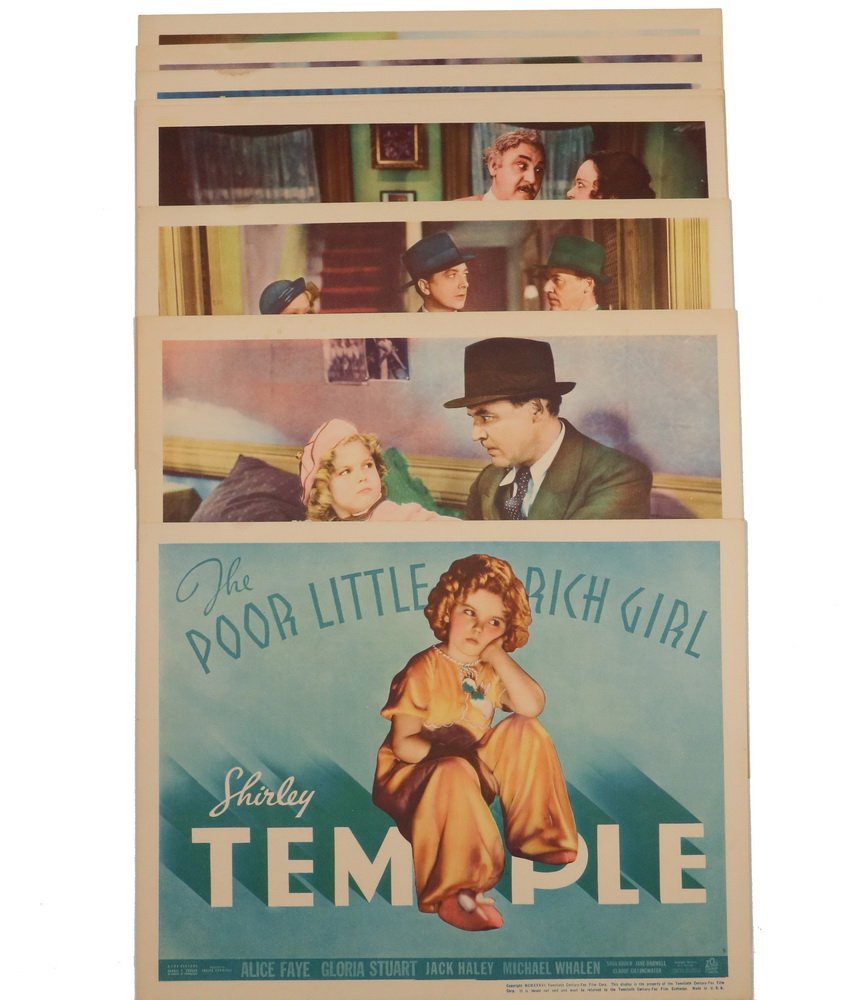 HOLLYWOOD MOVIE LOBBY CARD SET - Shirley Temple in "The: HOLLYWOOD MOVIE LOBBY CARD SET - Shirley Temple in "The Poor Little Rich Girl", with Alice Faye, Gloria Stuart, Jack Haley and Michael Whalen. Darryl F. Zanuck in charge of Production. A Twentieth Cen