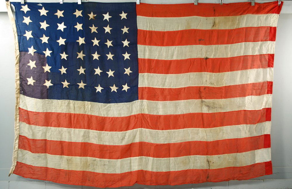 RARE US NAVY 42-STAR FLAG - American National Flag from: RARE US NAVY 42-STAR FLAG - American National Flag from July 3rd-10th of 1890, the 'Unofficial Flag' made in some quantity for the Fourth of July celebrations of that year but became redundant by the