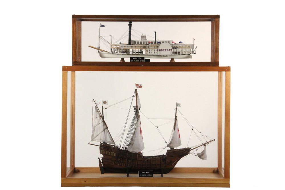 (2) CASED SHIP & BOAT MODELS - Both by Milton F Gowen (1 of 7)