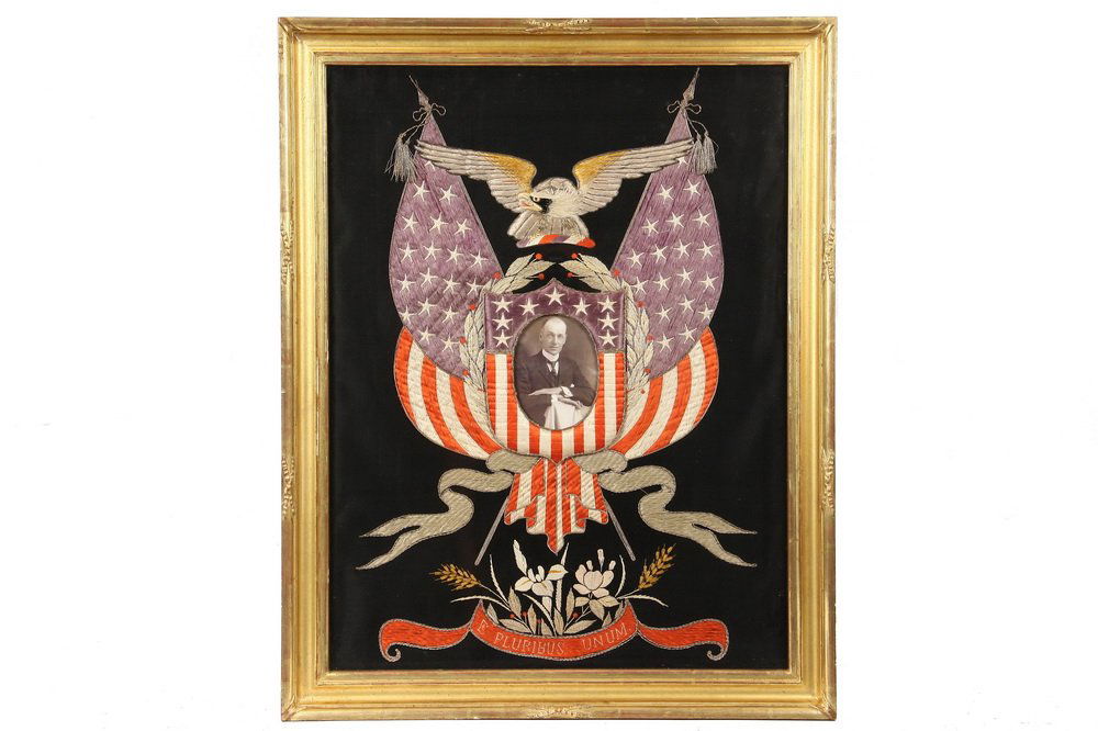 JAPANESE SILKWORK - US Patriotic Theme, circa 1890, (1 of 4)