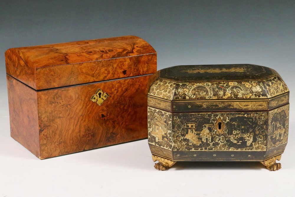 TEA CADDIES - Group of (2) Mid-19th c. Tea Caddies, (1 of 3)