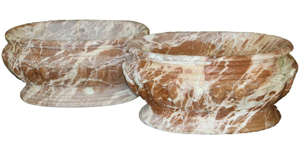 PAIR OF MARBLE WATER BASINS OR PLANTERS - 18th c. (1 of 10)