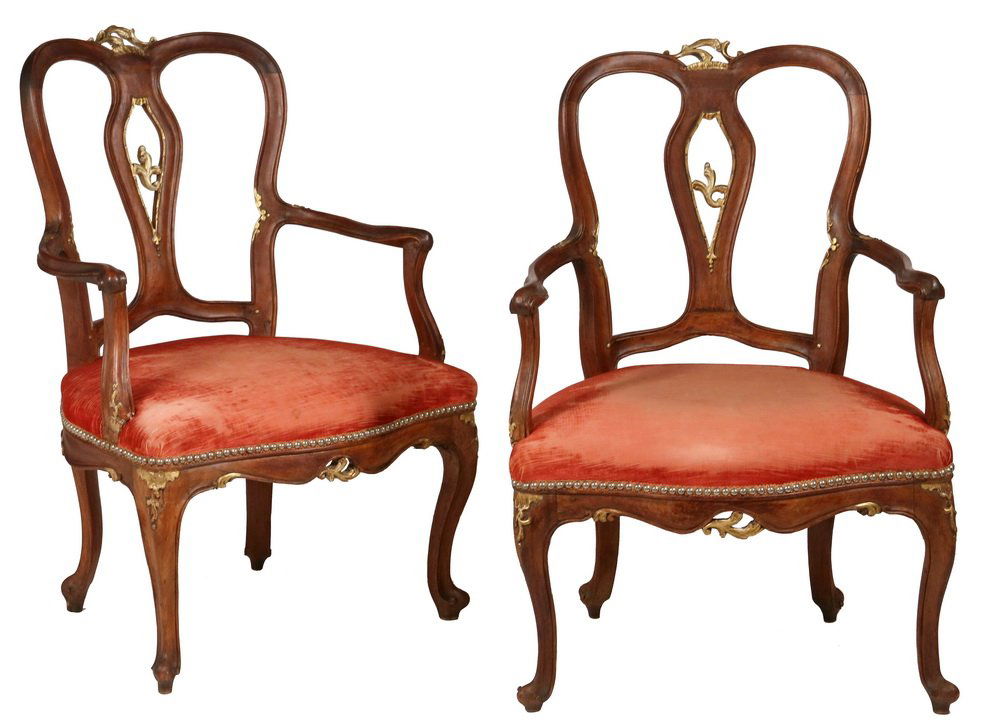 PAIR OF ARMCHAIRS - Pair of Early Continental Louis XV (1 of 4)