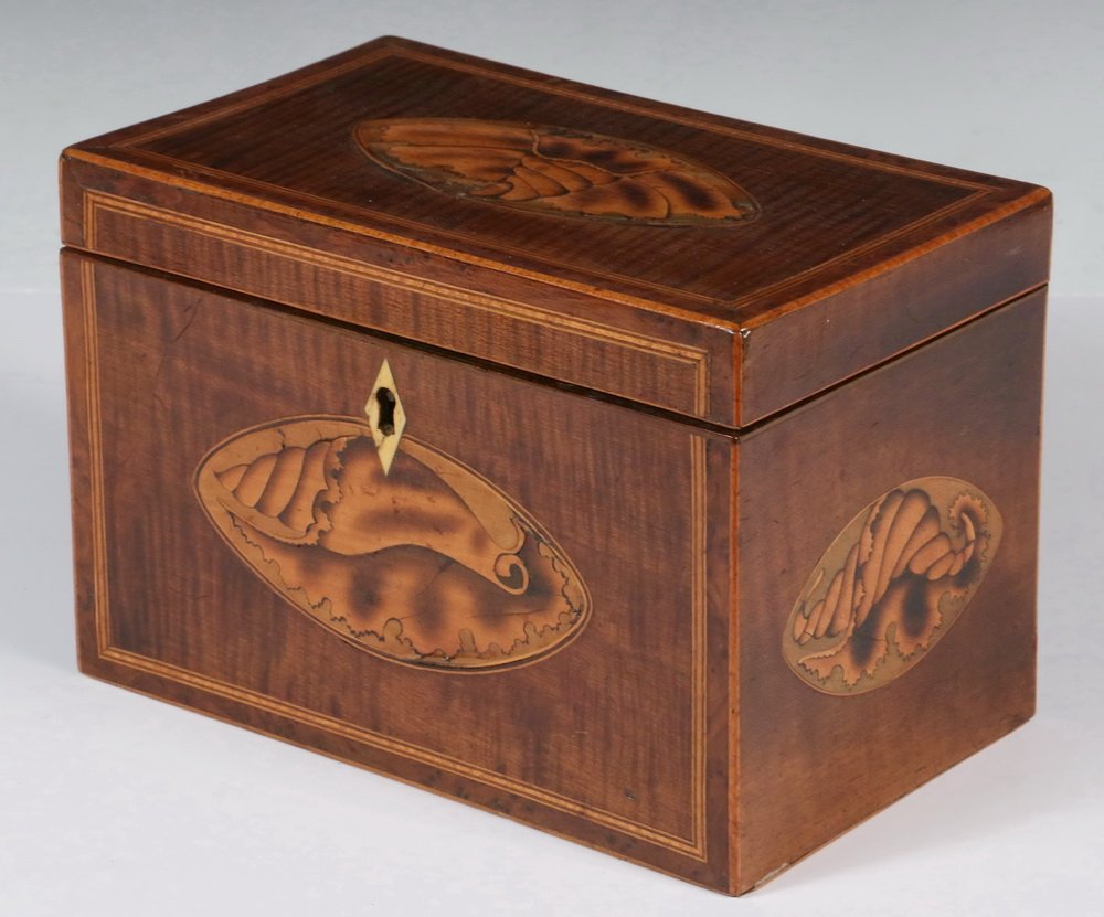 TEA CADDY - 19th c. English Two-Compartment Tea Caddy (1 of 3)