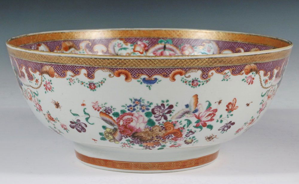 CHINESE EXPORT PUNCH BOWL - Rose Medallion Porcelain (1 of 4)