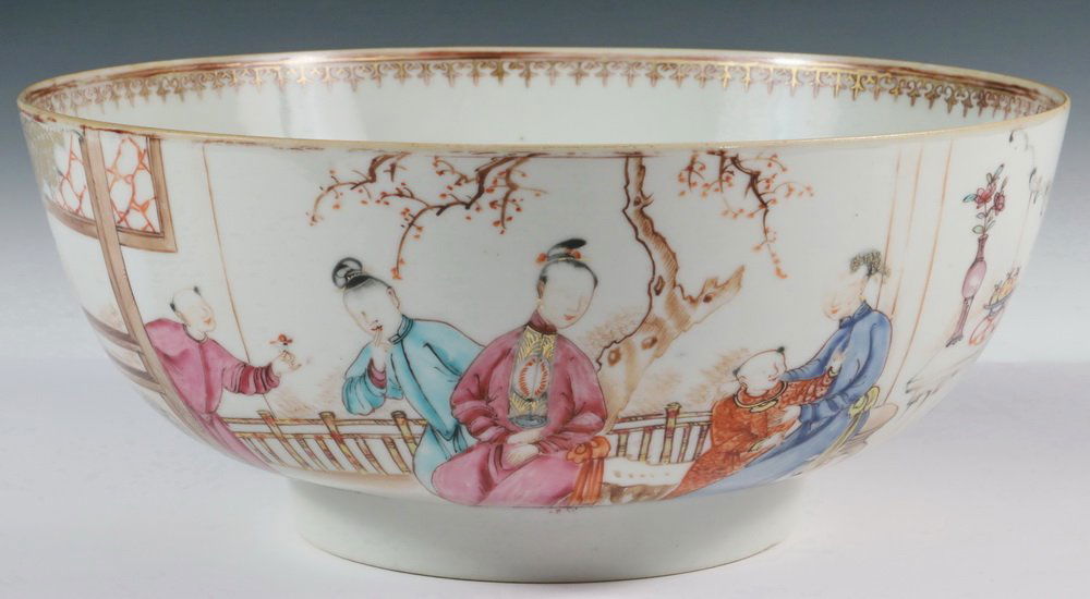 CHINESE EXPORT PUNCH BOWL - 19th c. Famille Rose (1 of 5)