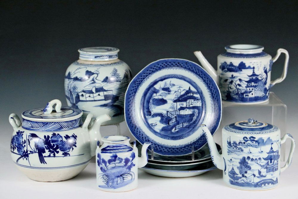 (9 PCS) CHINESE EXPORT PORCELAIN - All 19th c. Canton, (1 of 3)