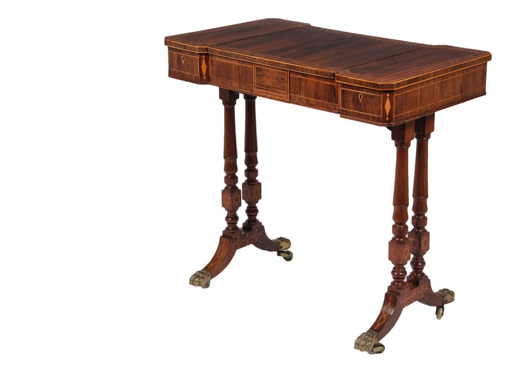 ENGLISH GAMING TABLE - Regency Period Inlaid Rosewood (1 of 4)