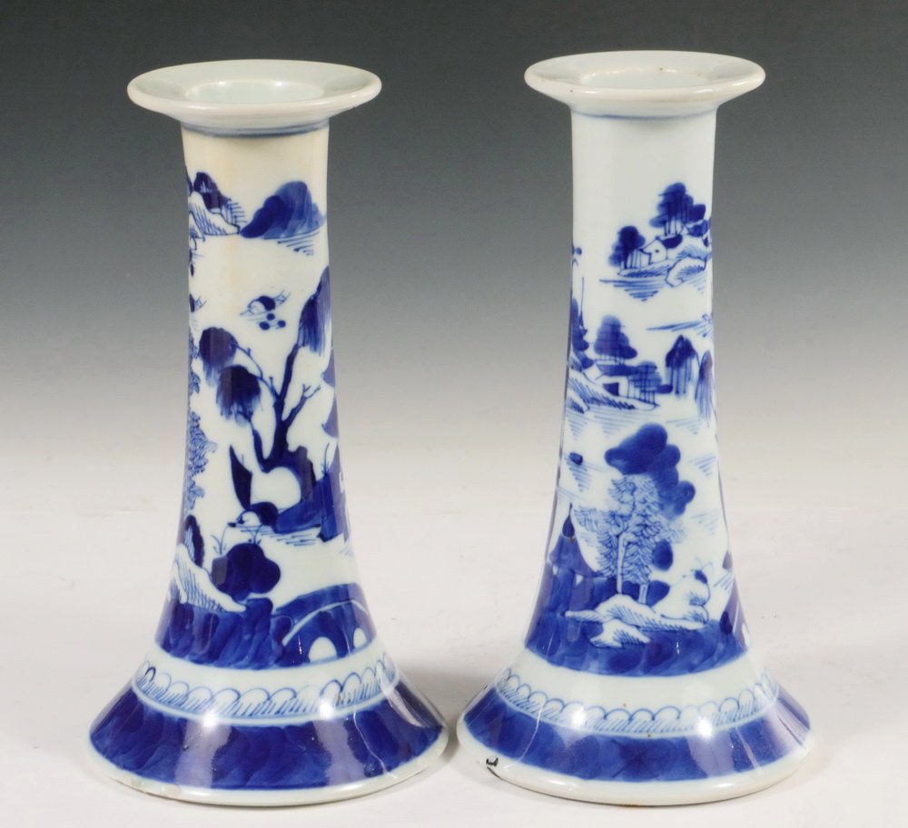 CANDLESTICKS - Pair of Early 19th c. Chinese Export (1 of 3)