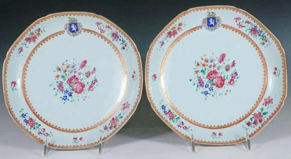 PLATES - Pair of 18th c. Chinese Export Famille Rose (1 of 3)