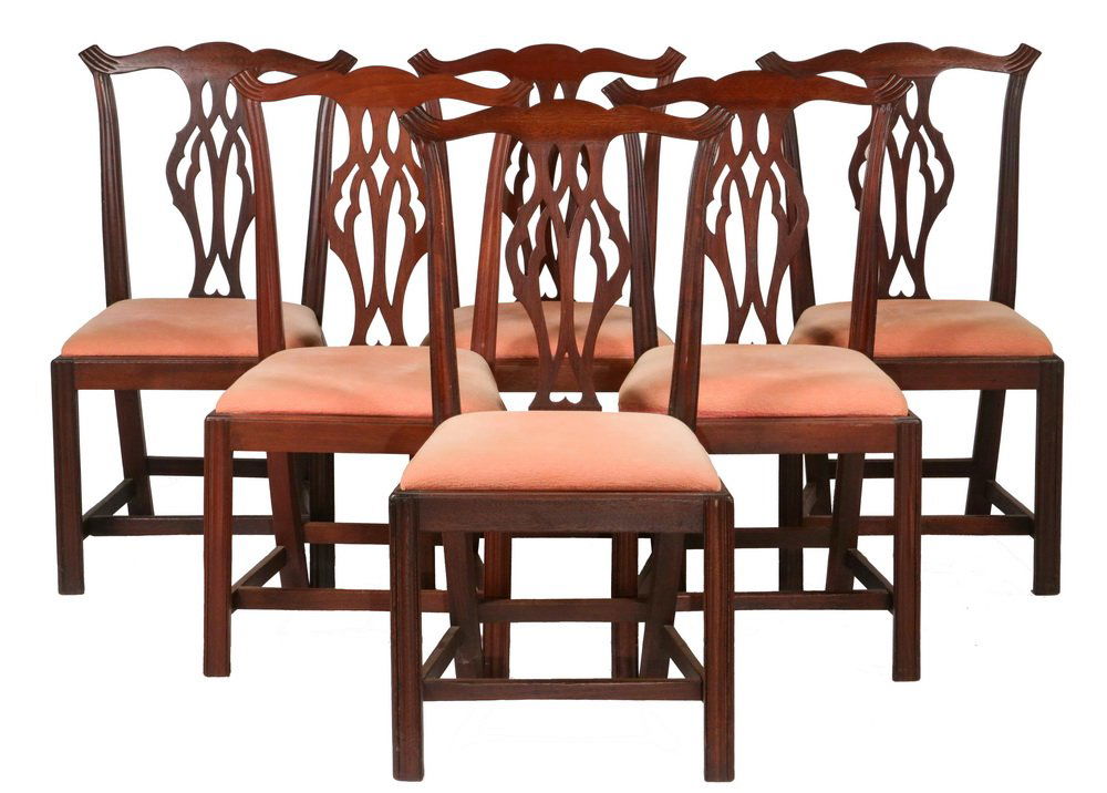 (SET OF 6) CHIPPENDALE DINING CHAIRS - Assembled Set of (1 of 3)