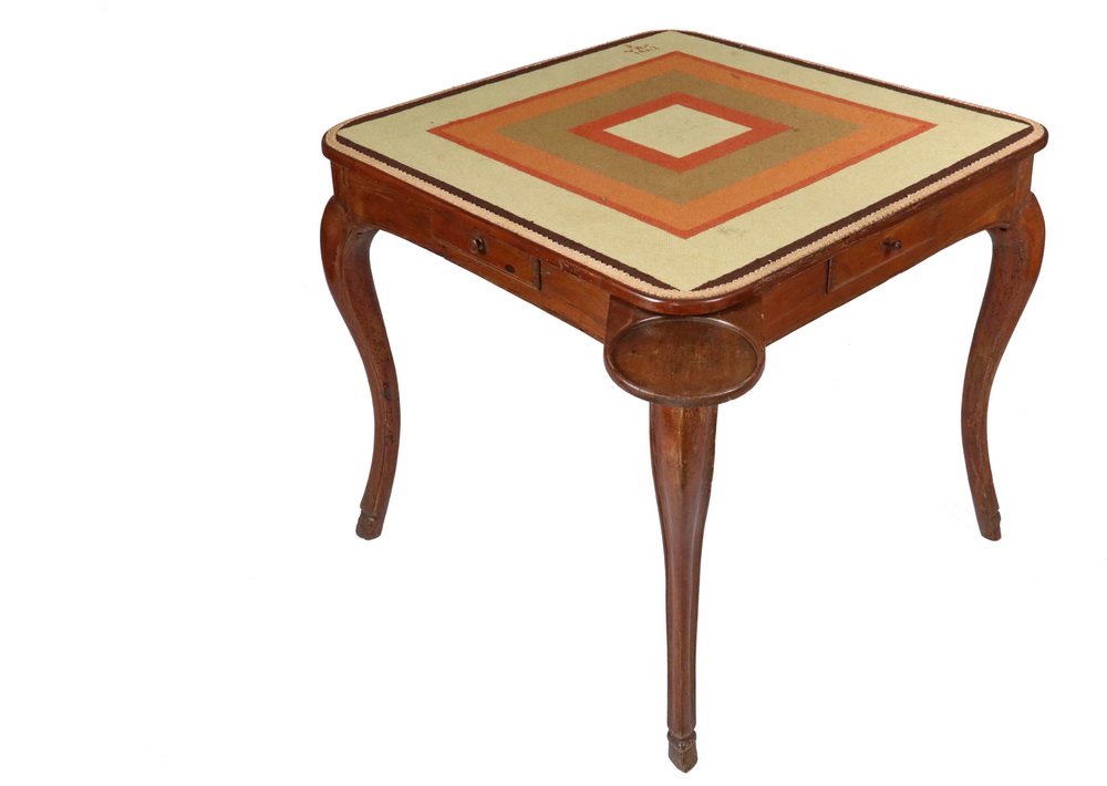 NEEDLEPOINT TOP GAMING TABLE - 19th c. French (1 of 3)