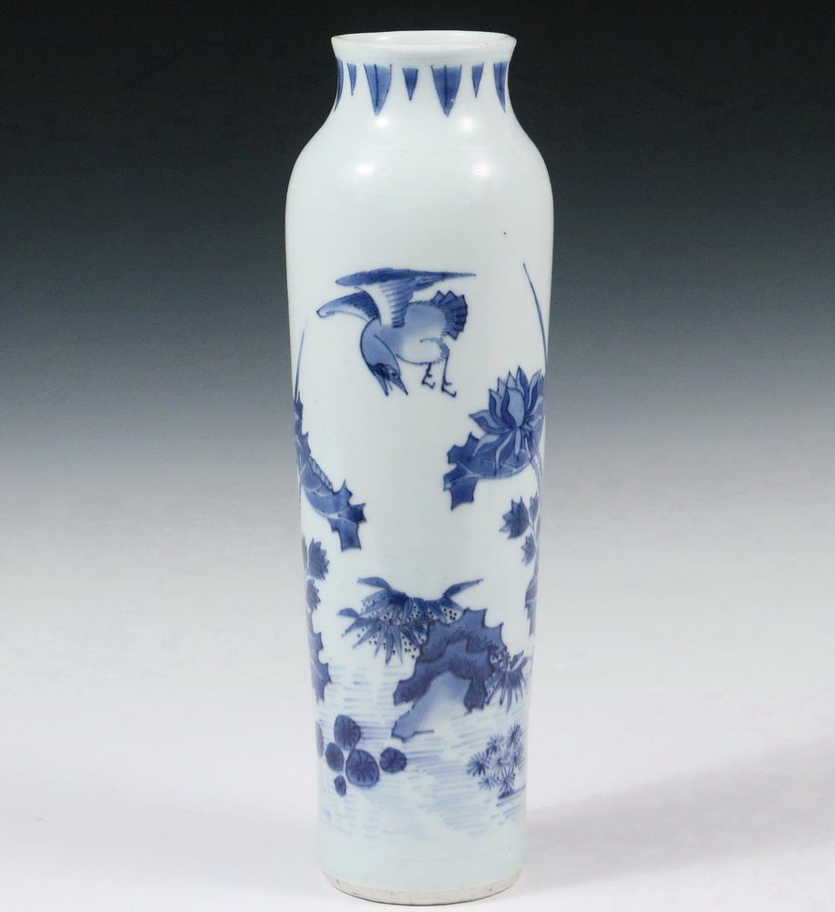MING PORCELAIN VASE - Diminutive Blue and White Sleeve (1 of 10)