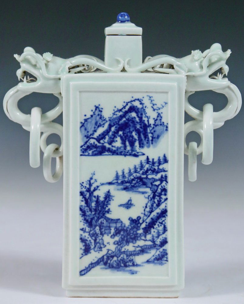 VASE - Unusual 19th c. Chinese Porcelain Rectangular (1 of 5)