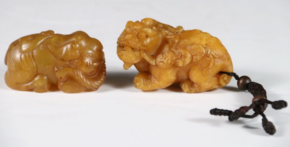 (2) CHINESE JADE SCROLL WEIGHTS - Figural Weights in (1 of 4)