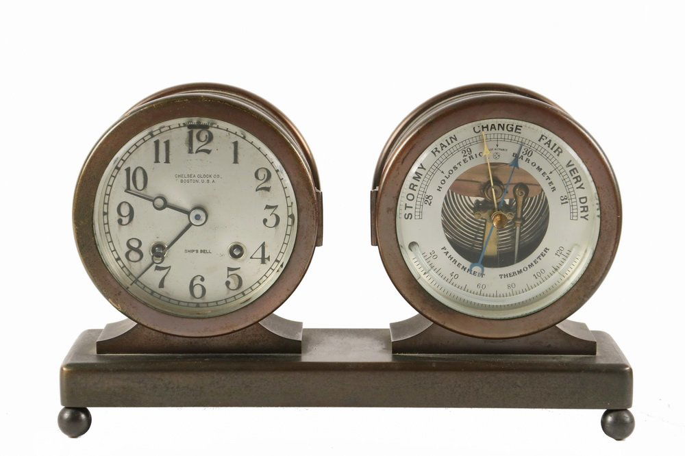 DESK CLOCK/BAROMETER SET - Chelsea Clock Co. of Boston, (1 of 4)
