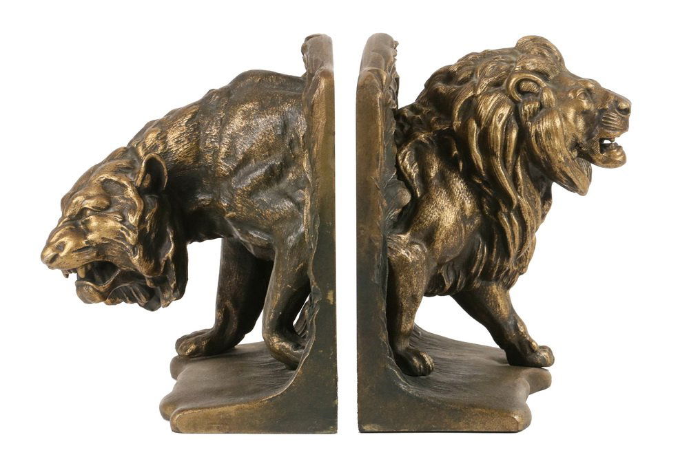 PAIR OF BOOKENDS - Bradley & Hubbard Gilt Spelter Metal (1 of 3)