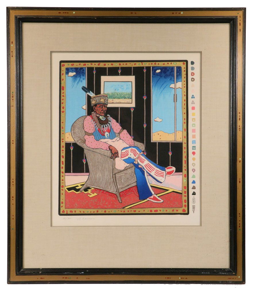 T.C. CANNON (NM/OK, 1946-1978) - "Osage with Van Gogh", (1 of 3)