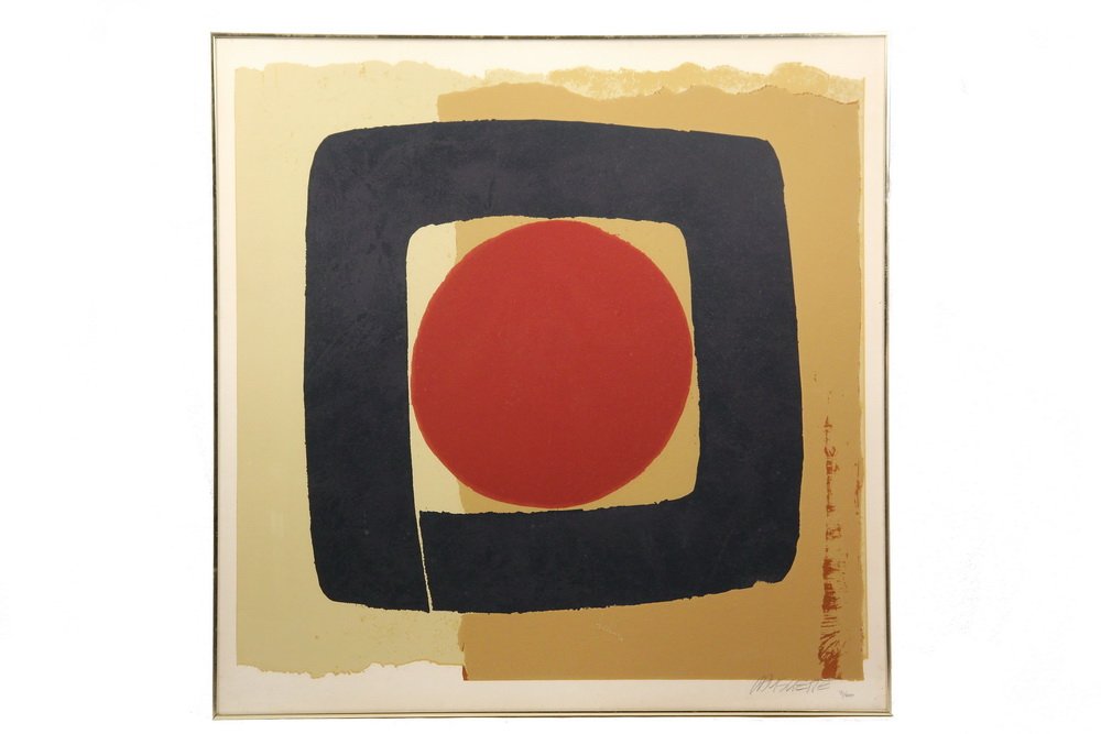 MONUMENTAL ABSTRACT PRINT - Serigraph of Red Circle in (1 of 2)