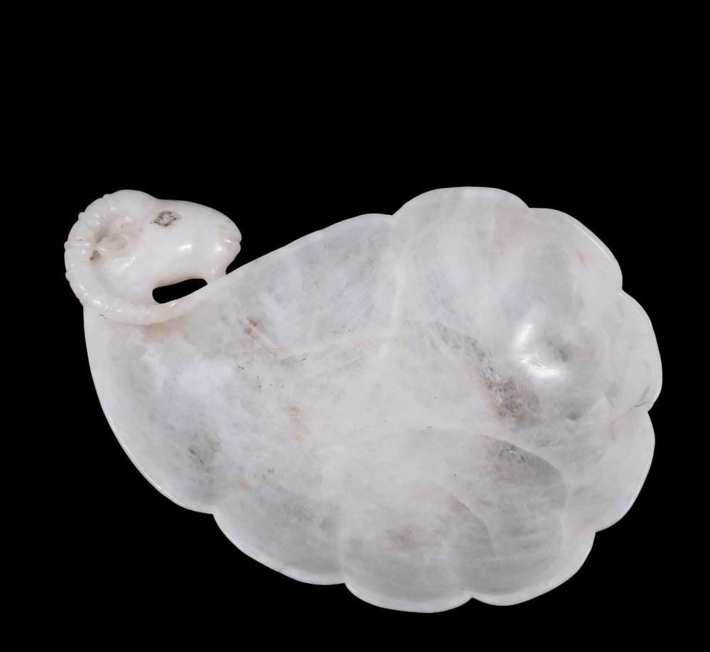 PERSIAN SWEETMEAT DISH - 19th c. Carved Alabaster Dish, (1 of 4)