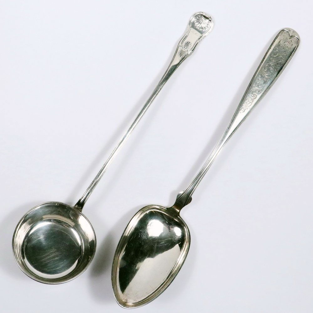 (2) SILVER SERVING UTENSILS - Large Norwegian Coin (1 of 5)