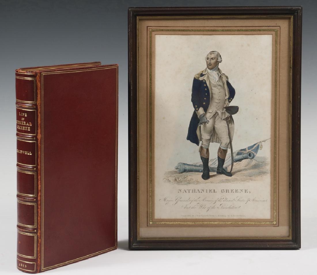 (2 PCS) REVOLUTIONARY WAR HERO MEMORABILIA: Including: Book "Memoirs of the Life and Campaigns of the Hon. Nathaniel Greene, Major General in the Army of the United States, and Commander of the Southern Department, in the War of the Revolution"