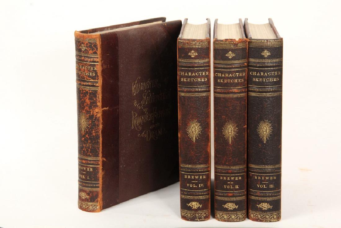 FOUR VOLUME SET LITERARY HISTORY: "Character Sketches of Romance, Fiction and the Drama: A Revised American Edition of the Reader's Handbook." by the Rev. E. Cobham Brewer, edited by Marion Harland. New York, Selmar Hess, 1892. Illust