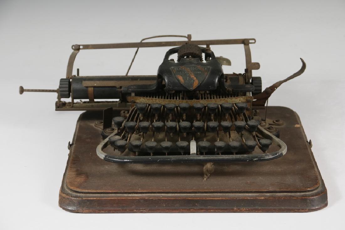 EARLY TYPEWRITER: Blickensderfer No. 7, manufactured in Stamford, Connecticut. This was the deluxe model of a small portable writing machine that featured the ability to change type styles at will. Approximately 63,000