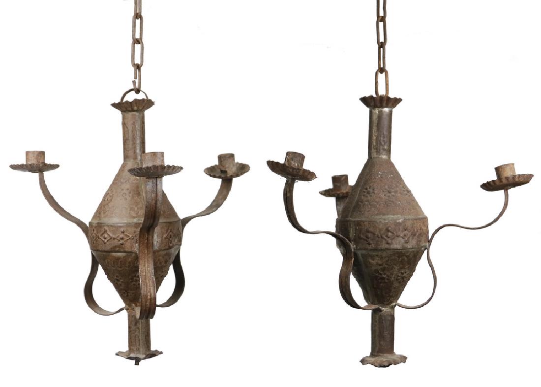 PAIR OF TIN CHANDELIERS (1 of 2)