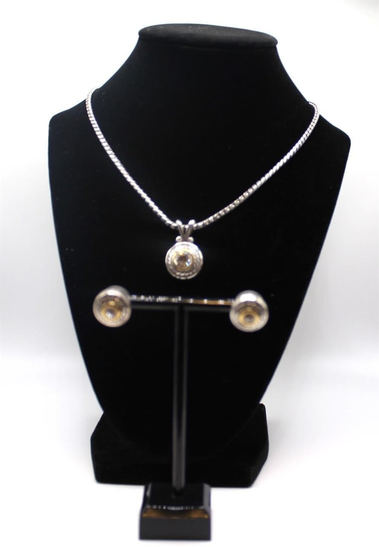 Brighton two toned setting Heiress jewelry set of necklace and matching stud earrings (1 of 3)