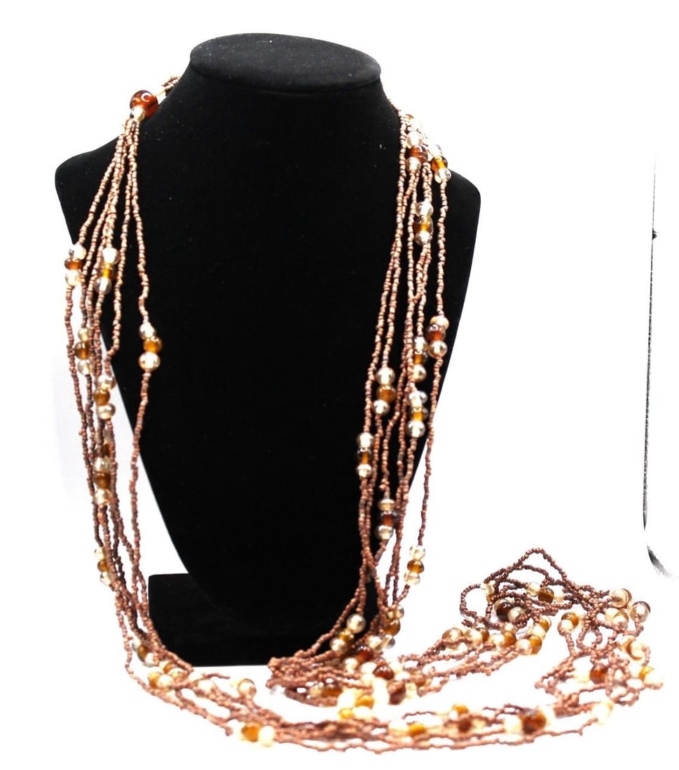 SIX STRANDS BEADED NECKLACE W/ STONE/GLASS ACCENT (1 of 4)
