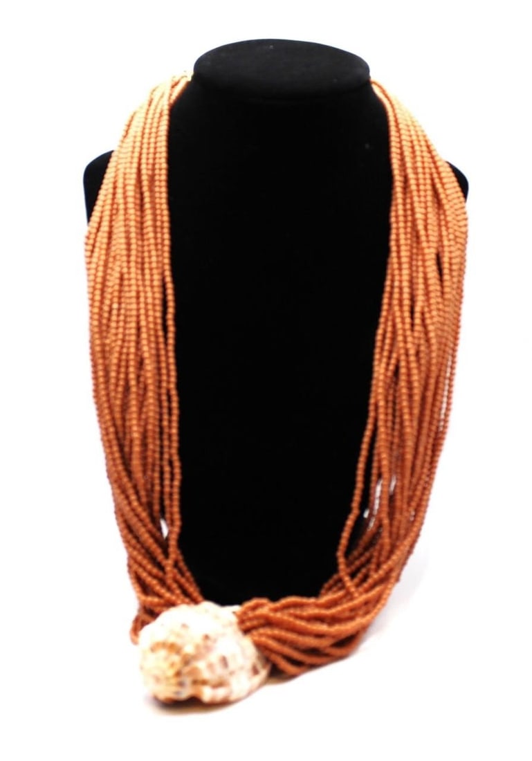 24 STRANDS BEADED STATEMENT NECKLACE W/ SHELL (1 of 3)